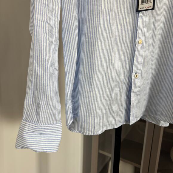 Faherty Laguna Linen Summer Classic Stripe Long Sleeve Shirt XXL NEW Button Up - Picture 5 of 7